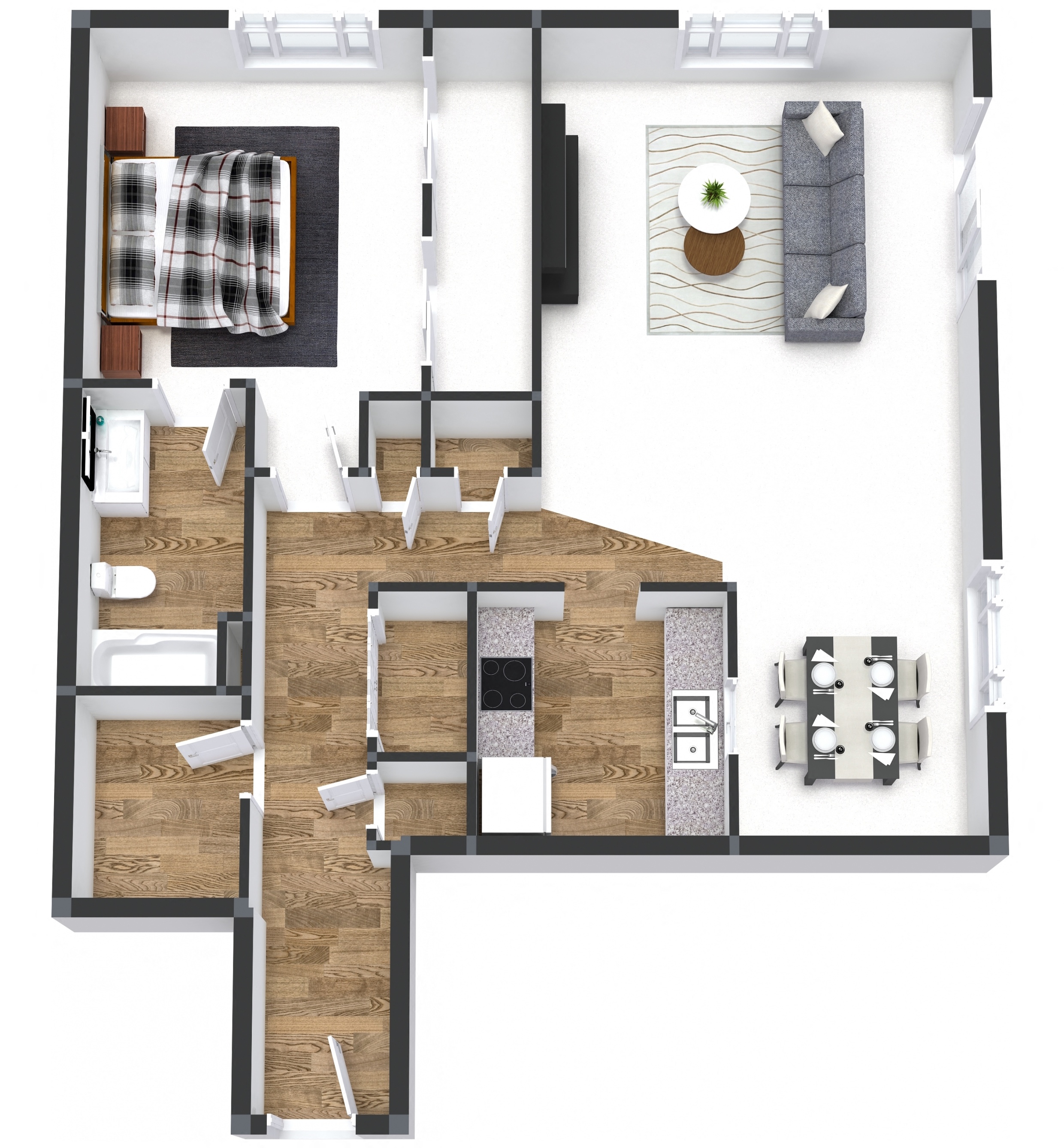 Floor plan for 1 bed, 1 bath, 1150 sqft